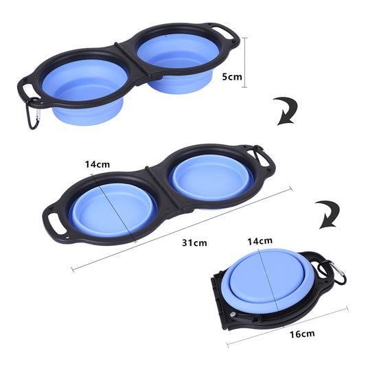 Pet Folding Silicone Double Bowl