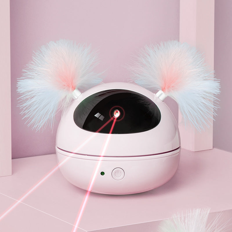 Electric Cat Toy Infrared Laser Stick Feather Automatic Cat Toy