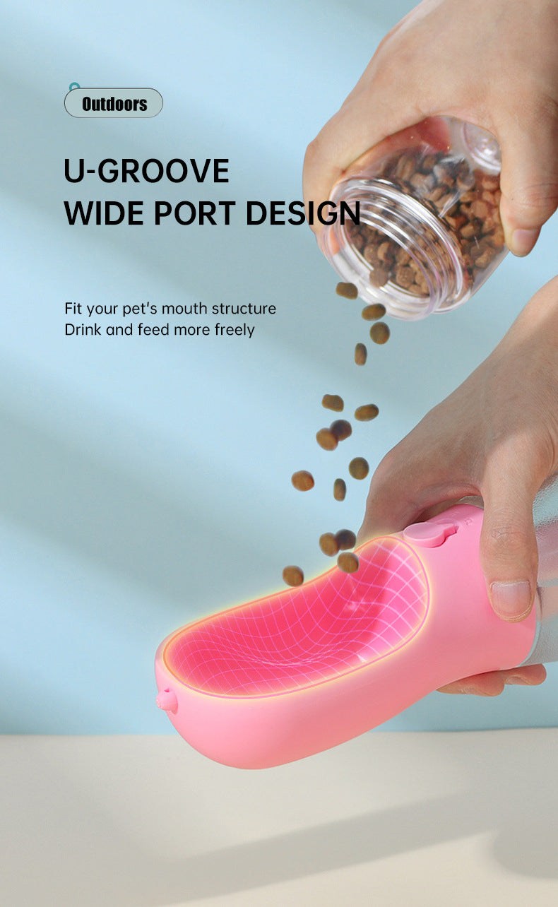 Portable Pet Water Bottle with Food Container and poop bag